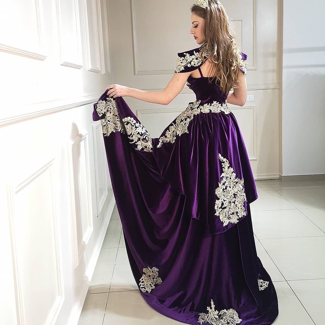 Unique High Neck Backless Appliques Lace Floor-length Velvet Mermaid Prom Dress