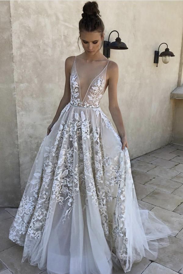 Applique Spaghetti-Strap Prom Dresses Sheer Cheap Sleeveless Sexy Evening Dresses