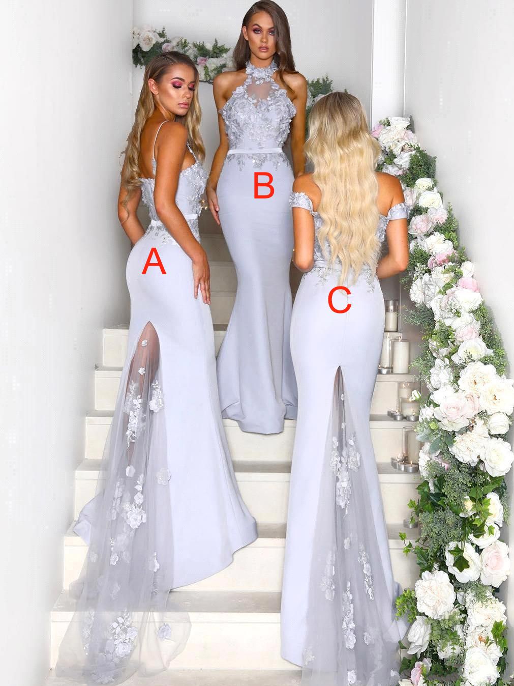 Elegant Mermaid Bridesmaid Dresses | Lace Appliques Maid Of The Bride Dresses