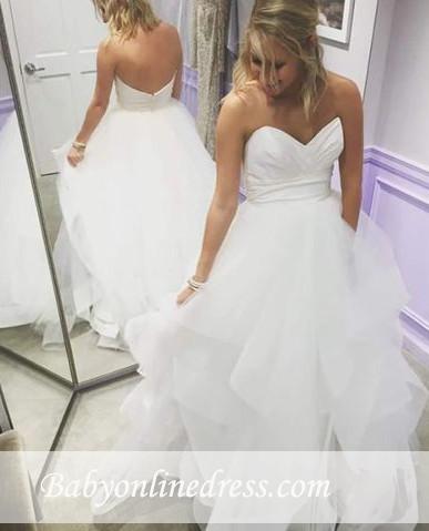 Summer Empire Sweetheart A-Line Ruffles Tiered Long Wedding Dresses
