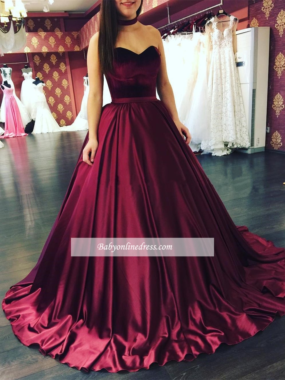 Sleeveless Sweetheart Sweep-Train Elegant Puffy Prom Dresses