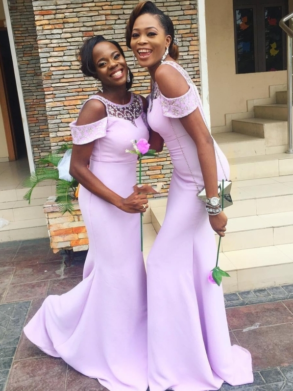 Elegant Cold Shoulder Mermaid Bridesmaid Dresses | Shiny Beading Maid of Honor Dress