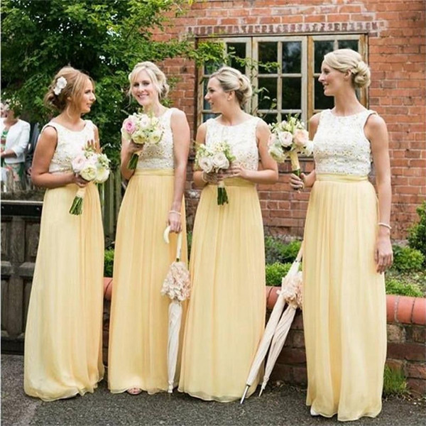 Jewel Lace Chiffon Elegant Sleeveless A-line Bridesmaid Dress
