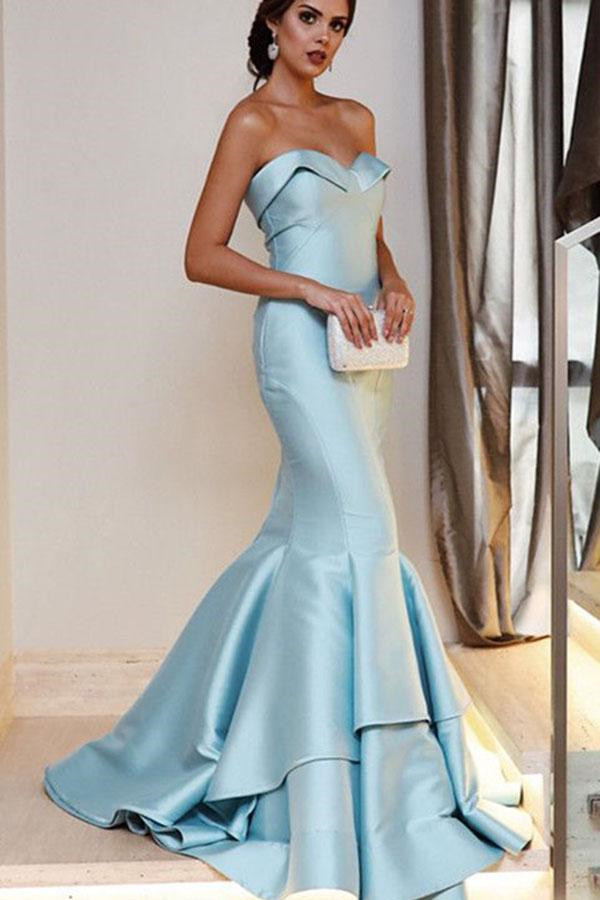 Sequin Ruffle Sweetheart Prom Dresses Cheap Mermaid Sleeveless Sexy Evening Dresses