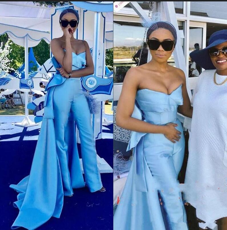 Unique Sweetheart Sleeveless Floor-length Jumpsuit With Sweep Cape