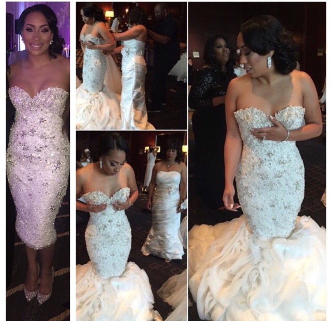 Chic Detachable Fit and Flare Wedding Dresses | Beading Ruffles Skirt Bridal Gowns