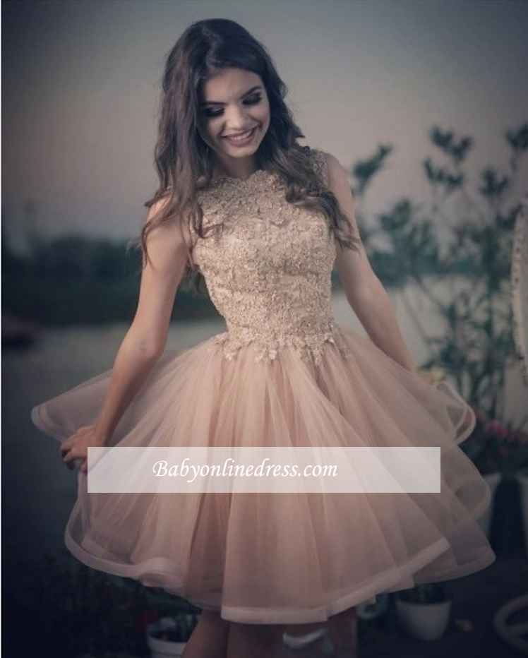 A-line Elegant Lace Tulle Homecoming Dresses