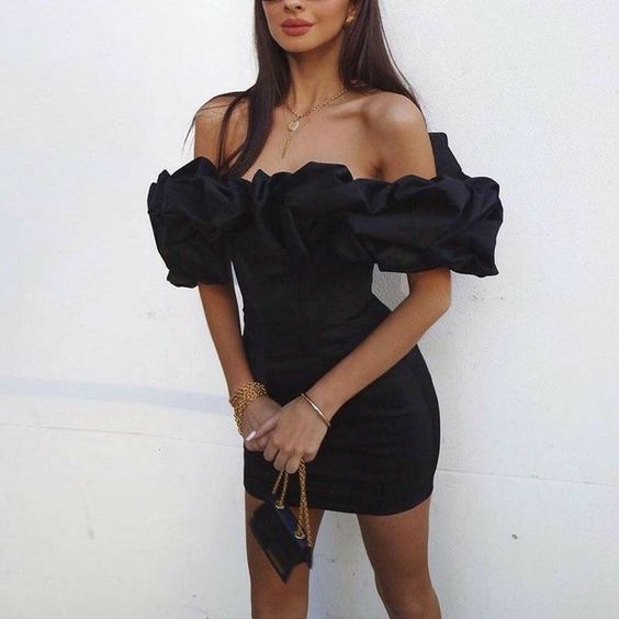 Cute Ruffles Off-the-shoulder Mini Homecoming Dress