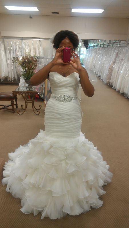 Ruffles Mermaid Wedding Dresses with Beaded Belt Lace-up Back
