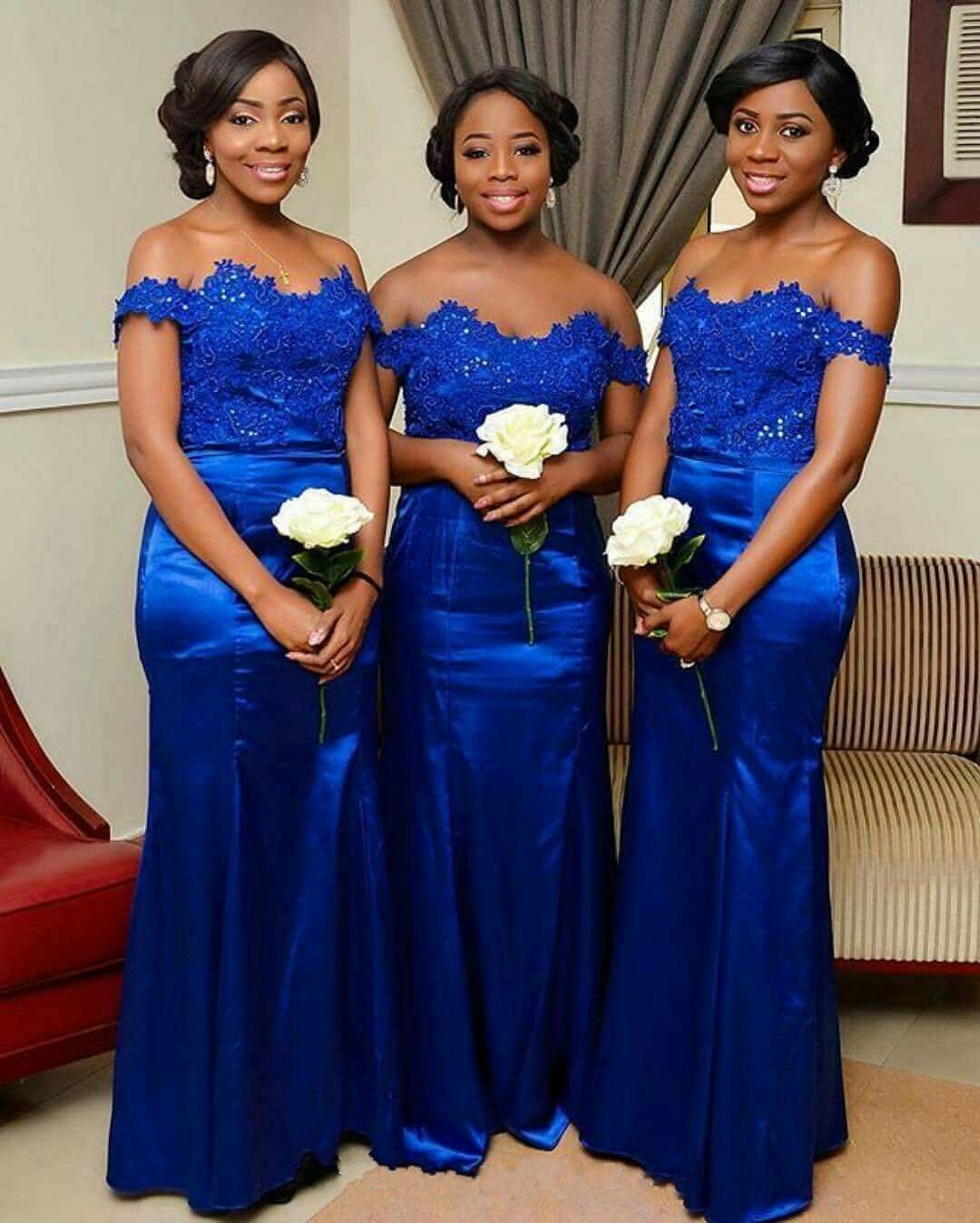 Royal Blue Mermaid Bridesmaid Dress | Off-the-Shoulder Long Wedding Party Dress