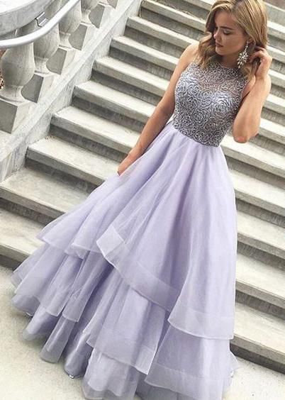 Gorgeous Crystal Sheer Prom Dresses Simple Cheap Sleeveless Sexy Evening Dresses