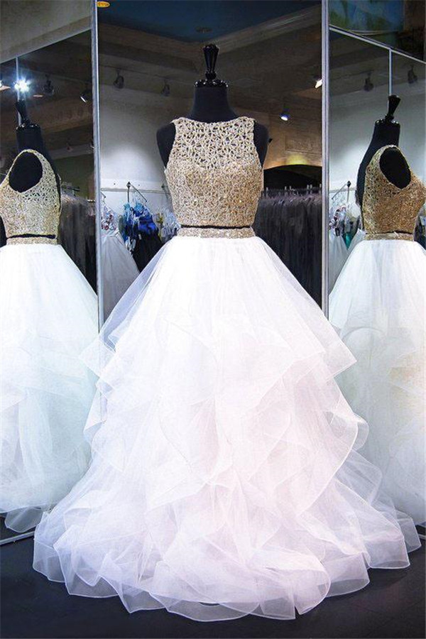 Lace Ruffle Ribbon Prom Dresses Tulle Cheap Sleeveless Sexy Evening Dresses