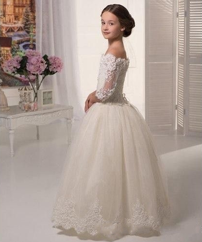 Flower Girl's Dresses for Wedding First Communion Dresses Puffy Girl's Party Dresses