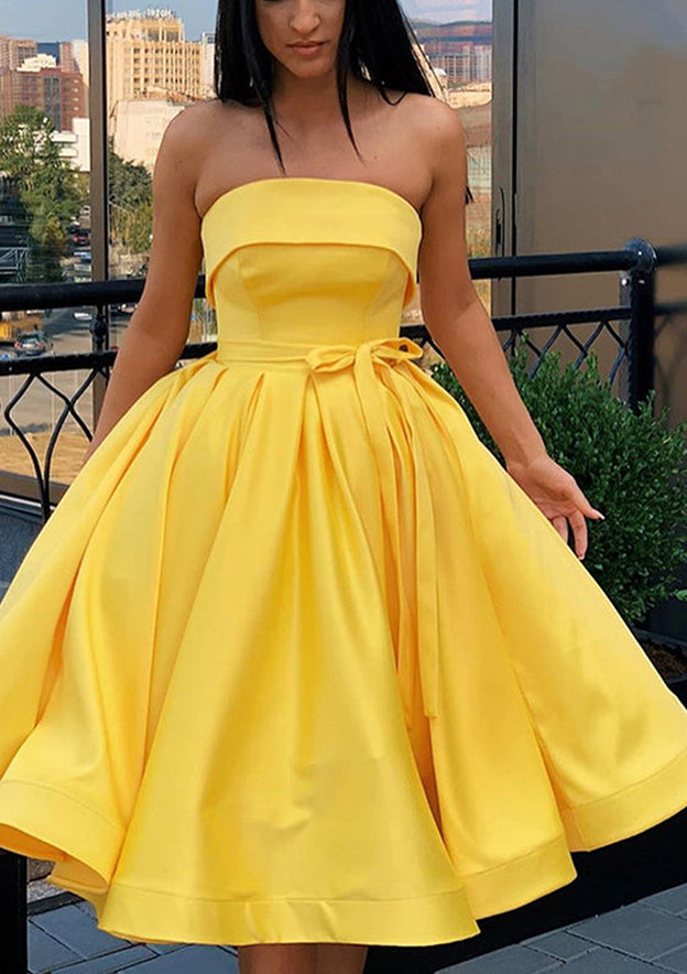 A-line Satin Homecoming Dress with Square Neckline - Babyonlinedress