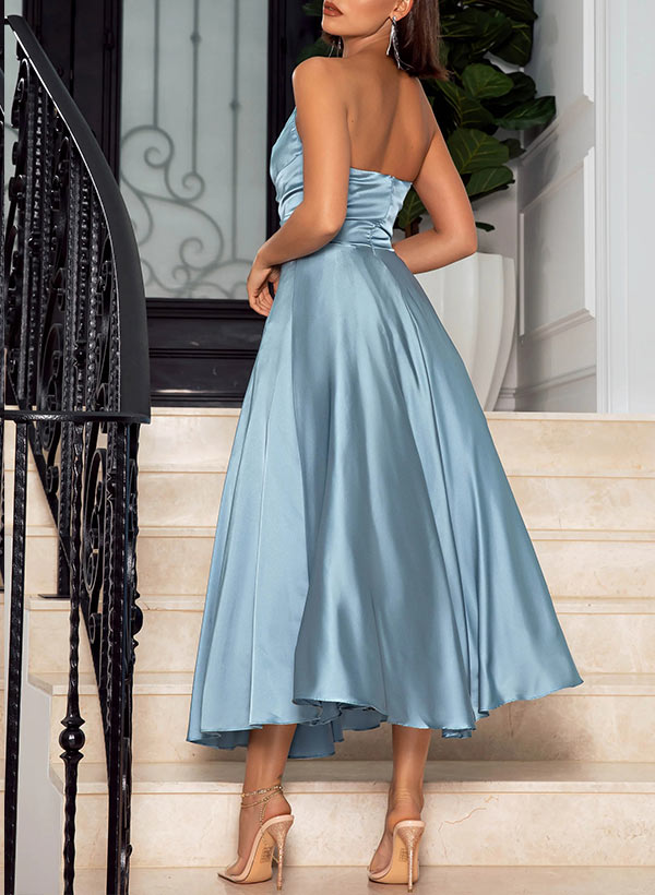 A-Line Strapless Satin Prom Dress for Special Occasion-Babyonlinedress