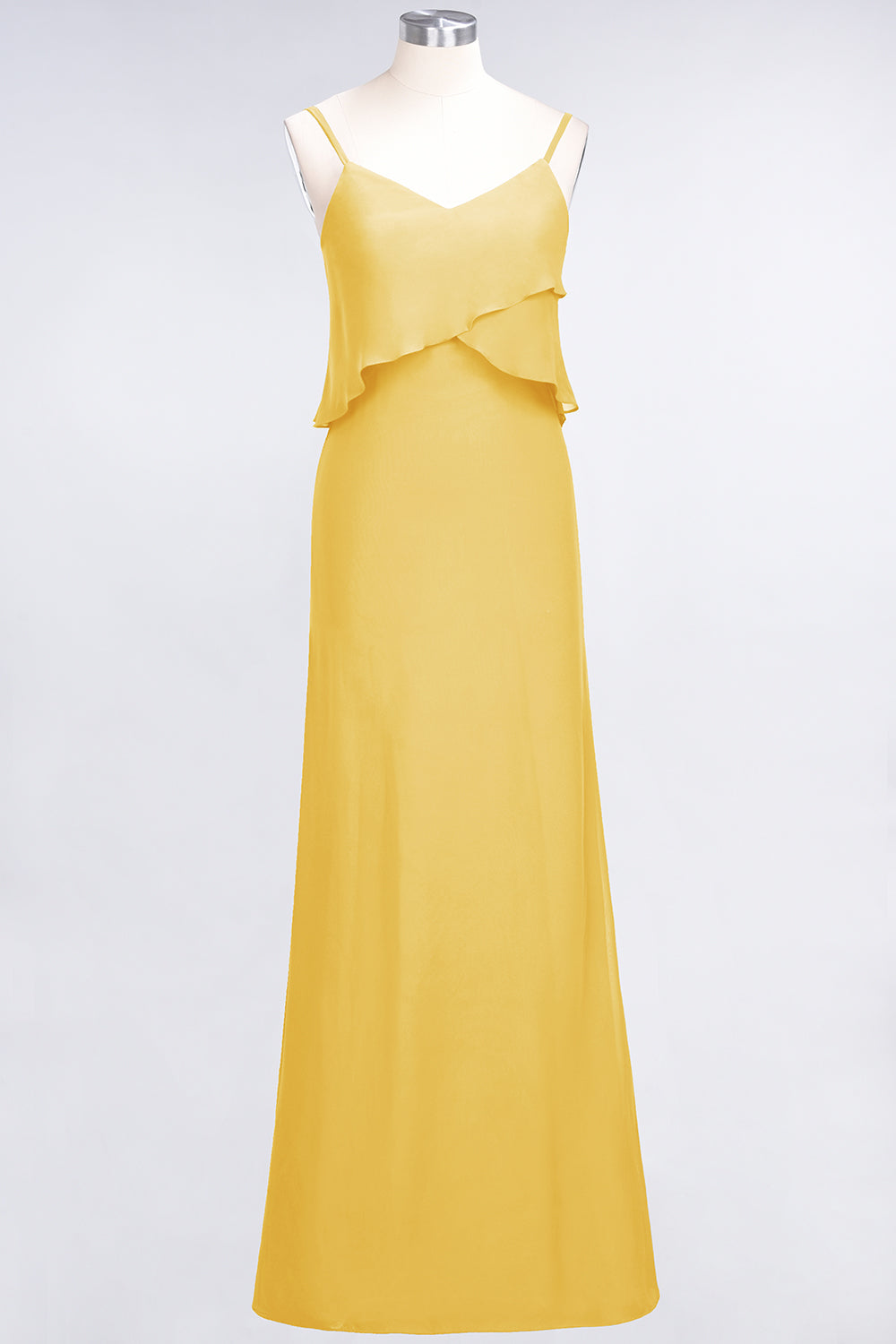 Affordable Spaghetti-Straps V-Neck Burgundy Chiffon Bridesmaid Dresses-Babyonlinedress