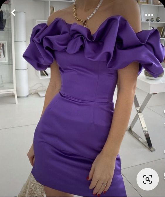 Cute Ruffles Off-the-shoulder Mini Homecoming Dress