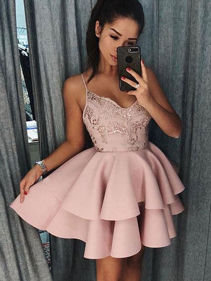 Sexy Spaghetti Straps Layers Homecoming Dresses | Tutu Mini A-Line Cocktail Dresses