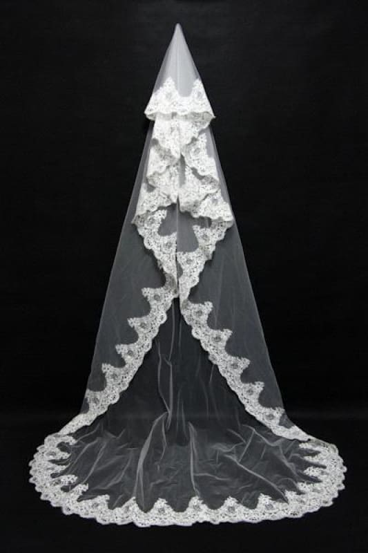 Beautiful Lace Applique Tulle Edge Wedding Veils-Babyonlinedress UK