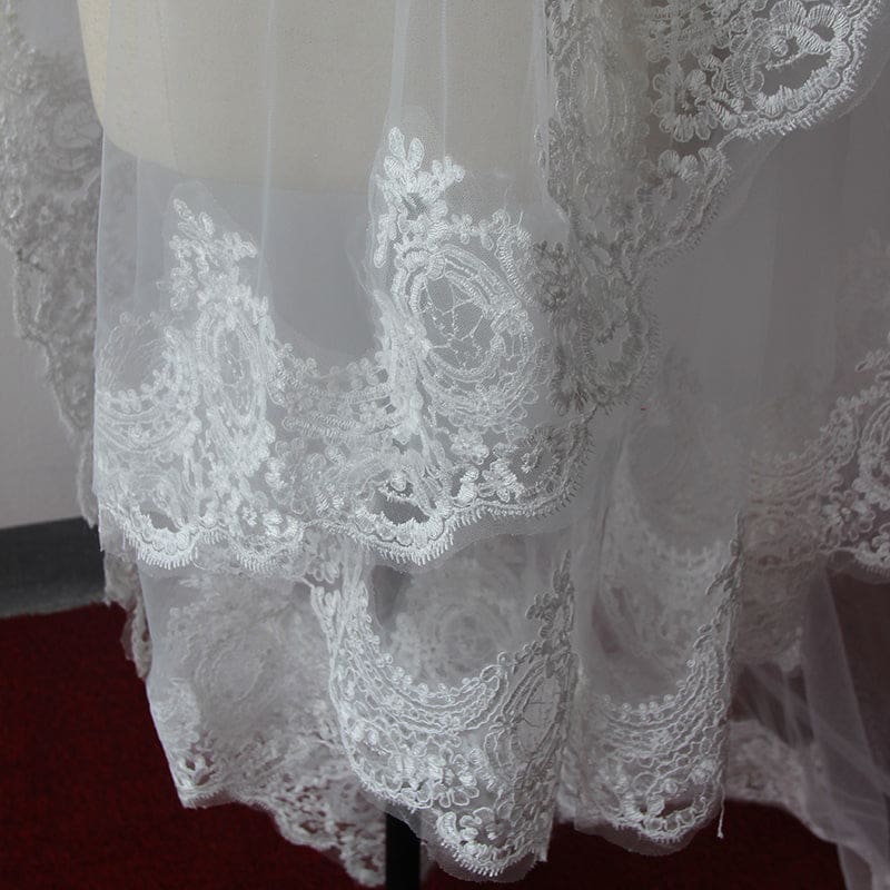 Beautiful Lace Applique Tulle Edge Wedding Veils-Babyonlinedress UK