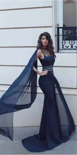 Gorgeous Halter Sleeveless Watteau-train Floor-length Mermaid Prom Dresses