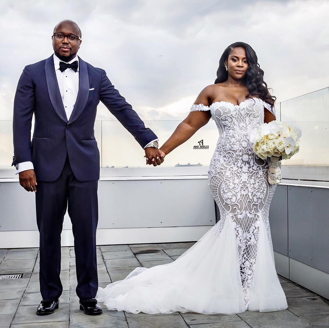 Modest Plus Size Wedding Dresses | Off-the-Shoulder Fit and Flare Bridal Gowns