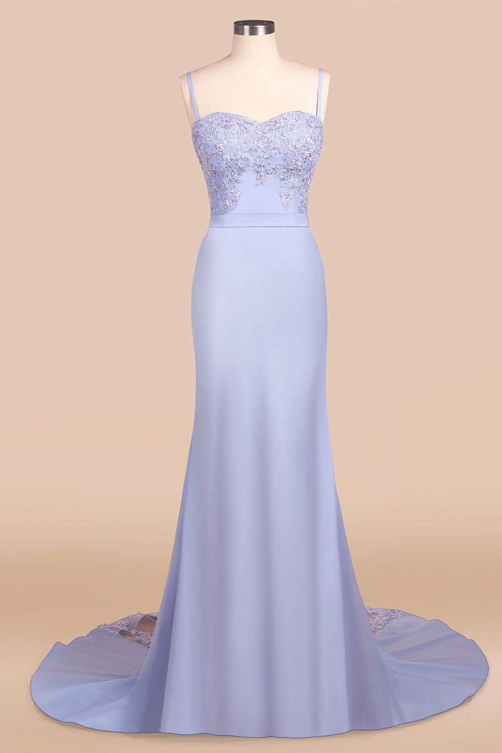 Spaghetti Straps Open Back Lace Mermaid Prom Dresses | Elegant Evening Dresses long