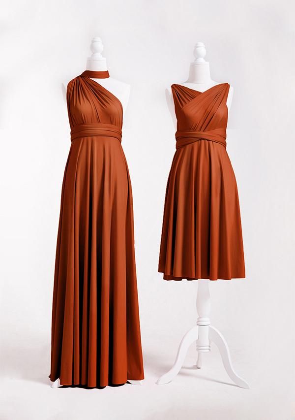 Camel Multiway Ruffles Infinity A-Line Bridesmaid Dresses-Babyonlinedress