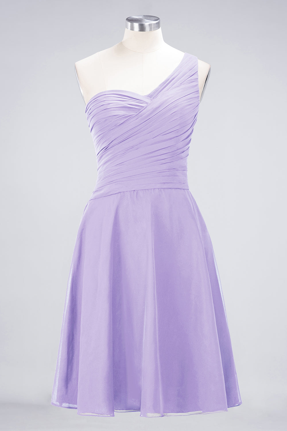 Chic One-Shoulder Short Burgundy Affordable Bridesmaid Dress with Ruffle-Babyonlinedress