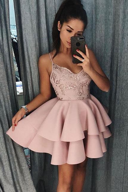 Sexy Spaghetti Straps Layers Homecoming Dresses | Tutu Mini A-Line Cocktail Dresses