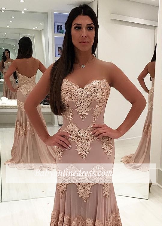 Sweep-train Sweetheart Lace Sheath Sleeveless Elegant Evening Dress