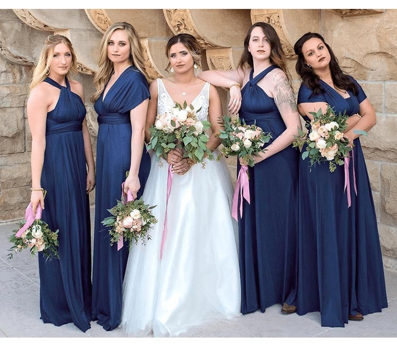 Dark Navy Multiway Infinity A-Line Bridesmaid Dress-Babyonlinedress