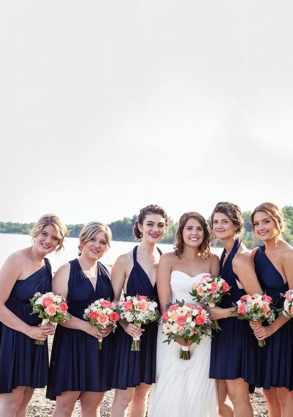 Dark Navy Multiway Ruffles Infinity A-Line Bridesmaid Dresses-Babyonlinedress