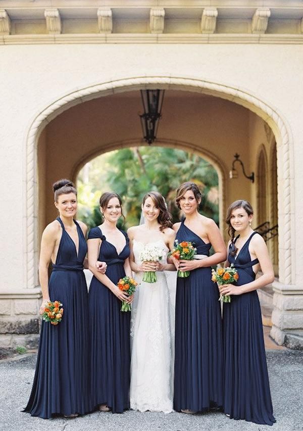 Dark Navy Multiway Ruffles Infinity A-Line Bridesmaid Dresses-Babyonlinedress