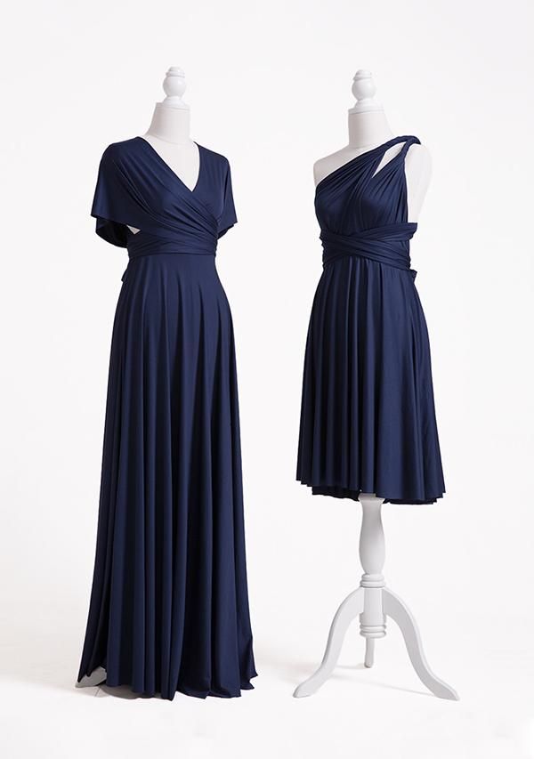 Dark Navy Multiway Ruffles Infinity A-Line Bridesmaid Dresses-Babyonlinedress