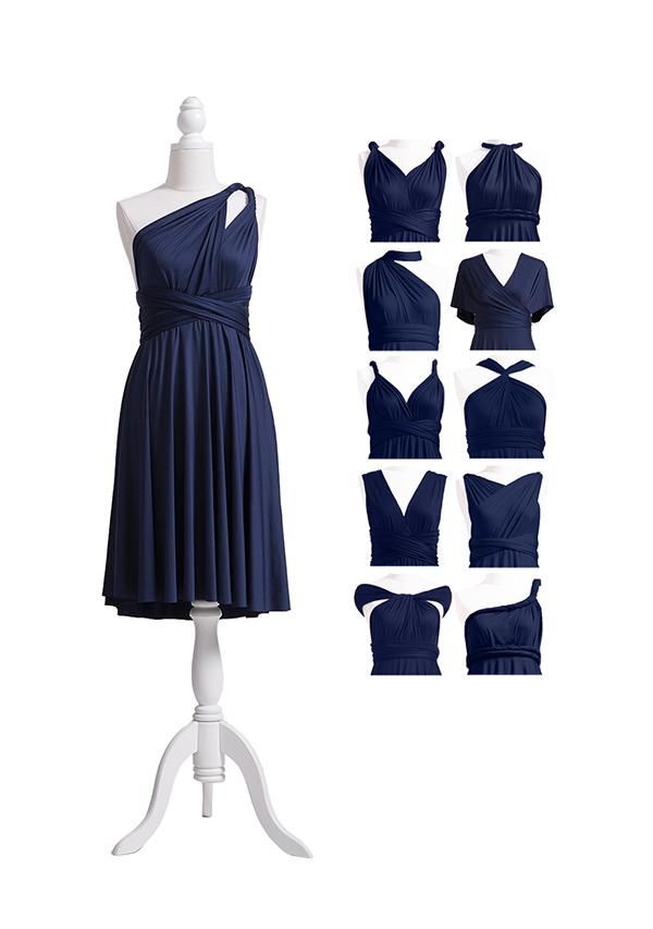 Dark Navy Multiway Ruffles Infinity A-Line Bridesmaid Dresses-Babyonlinedress