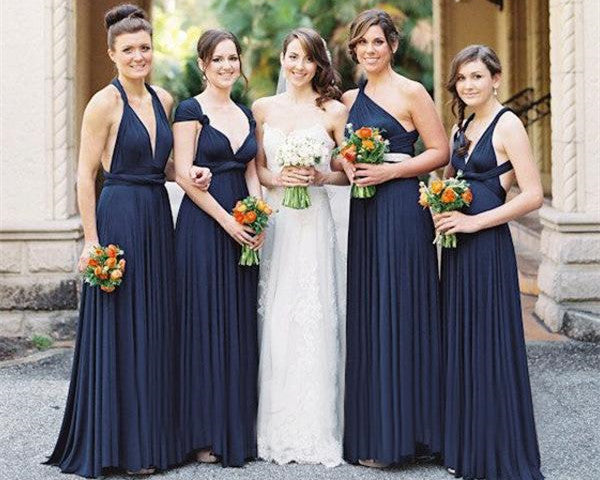 Dark Navy Multiway Ruffles Infinity A-Line Bridesmaid Dresses-Babyonlinedress
