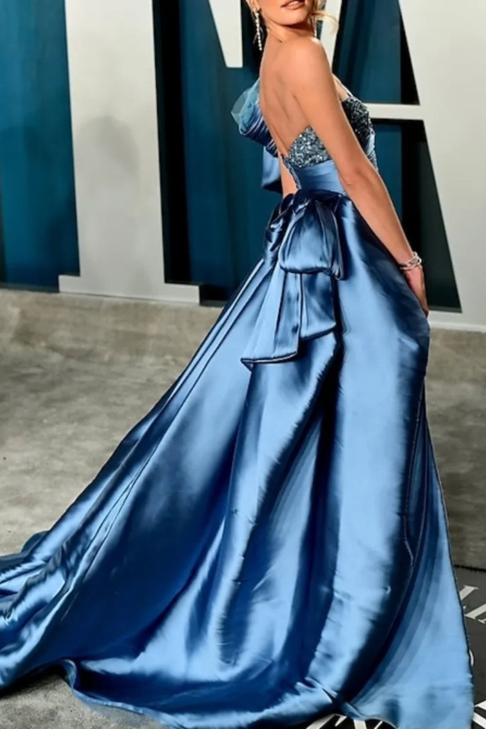 Dark Navy One Shoulder Prom Jumpsuits for Women with Train-Babyonlinedress