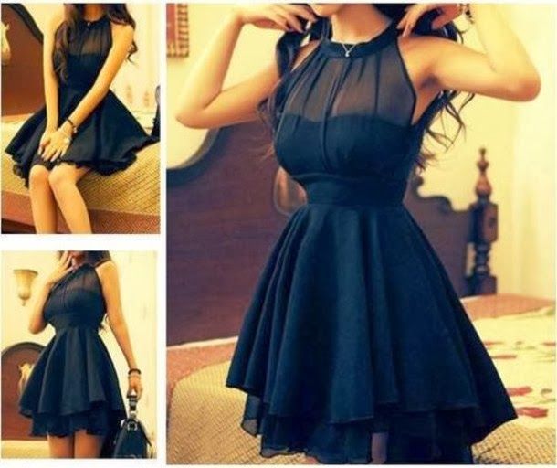 Black Chiffon Short Women 2018 Formal Dresses High Neck Fashion Party