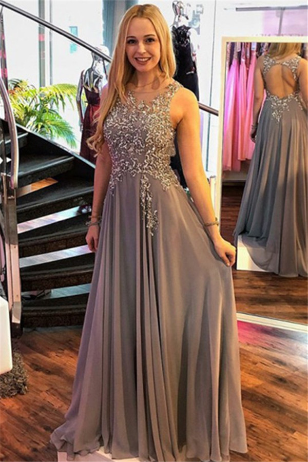 Chic Jewel Crystal Sleeveless Prom Dresses Ruffles Cheap Popular Sexy Evening Dresses