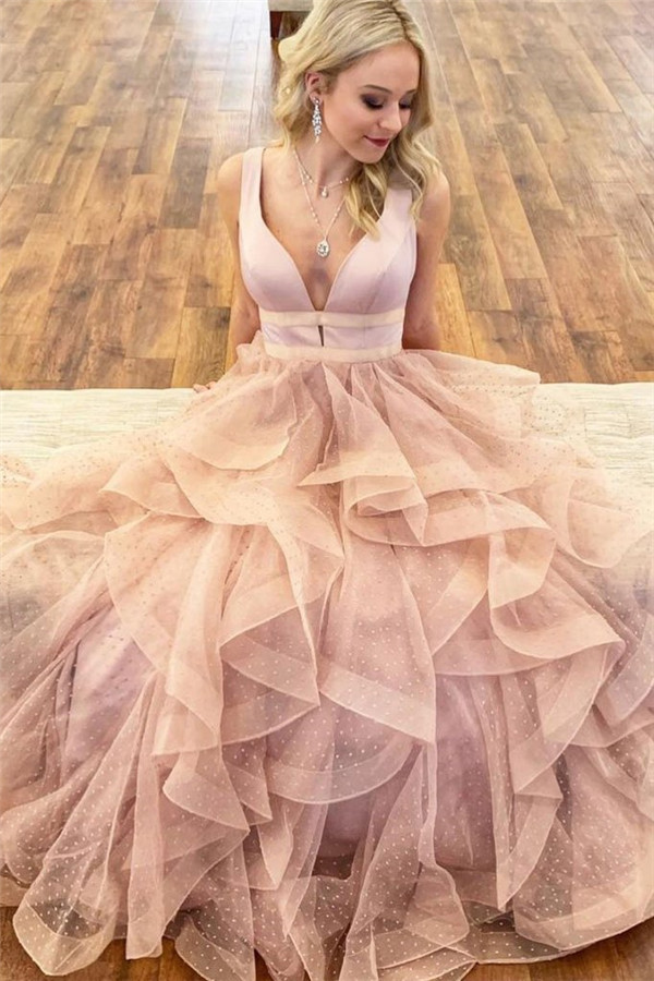 Chic Straps Prom Dresses Cheap Ruffle Sleeveless Sexy Evening Dresses