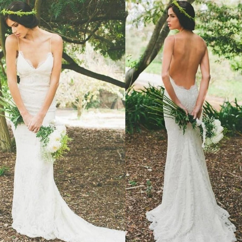 Alluring Lace Mermaid Wedding Dresses | Spaghetti Straps Summer Beach Bridal Dresses Backless