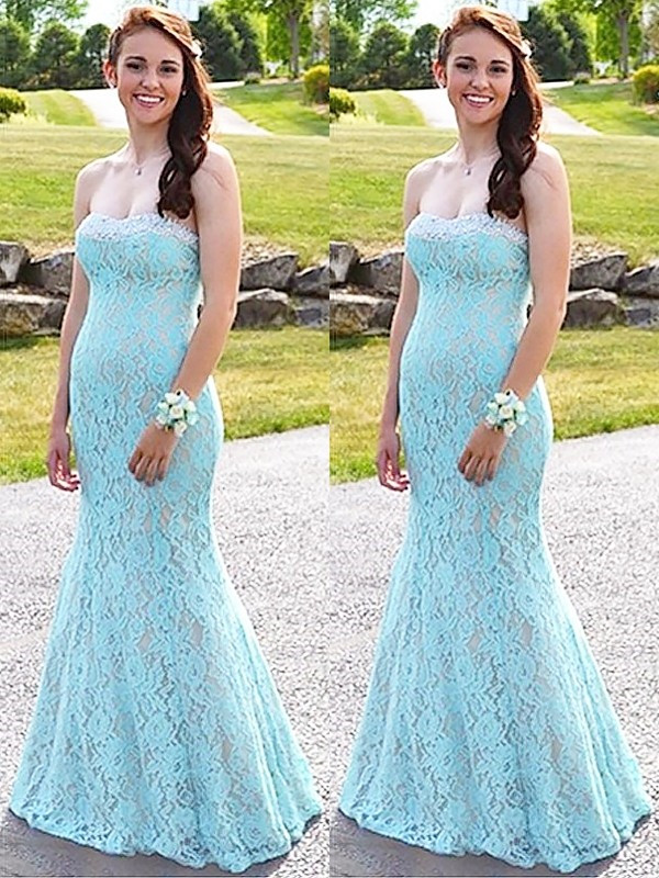 Chic Sweetheart Lace Crystal Prom Dresses Sleeveless Mermaid Sexy Evening Dresses Cheap