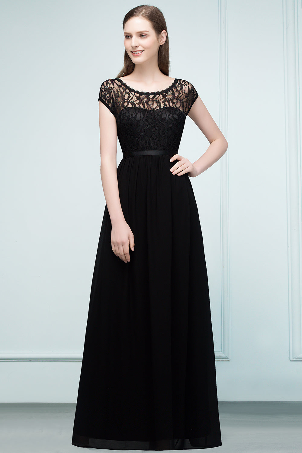 Elegant Black Jewel Sleeveless Lace Junior Bridesmaid Dress Affordable-Babyonlinedress