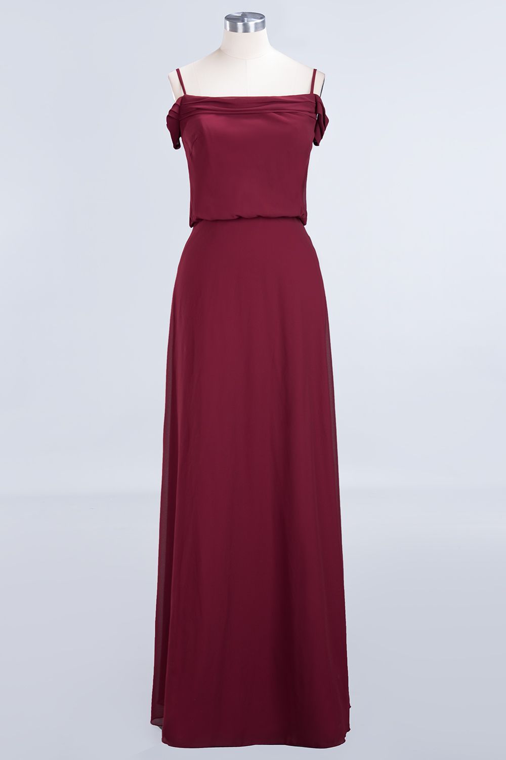 Elegant Off-the-Shoulder Burgundy Bridesmaid Dress Online Spaghetti-Straps Affordable Maid of Honor Dress-Babyonlinedress