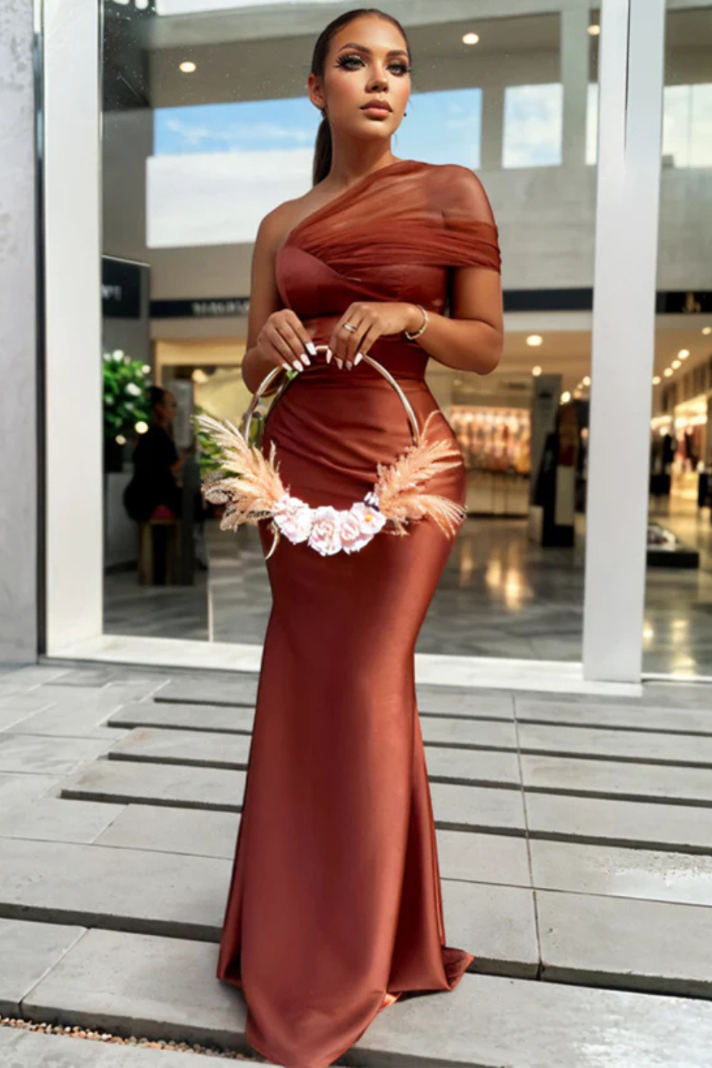 Elegant One Shoulder Sheath Long Prom Dress with Zipper-Babyonlinedress