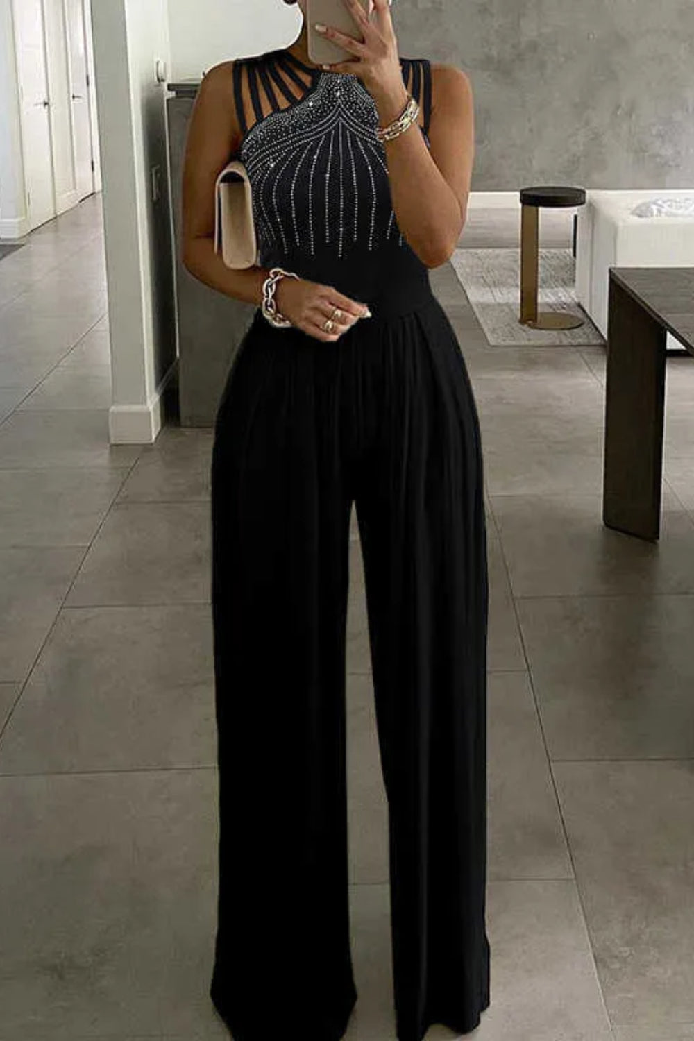 Elegant Sleeveless Sequined Jumpsuits for Women-Babyonlinedress