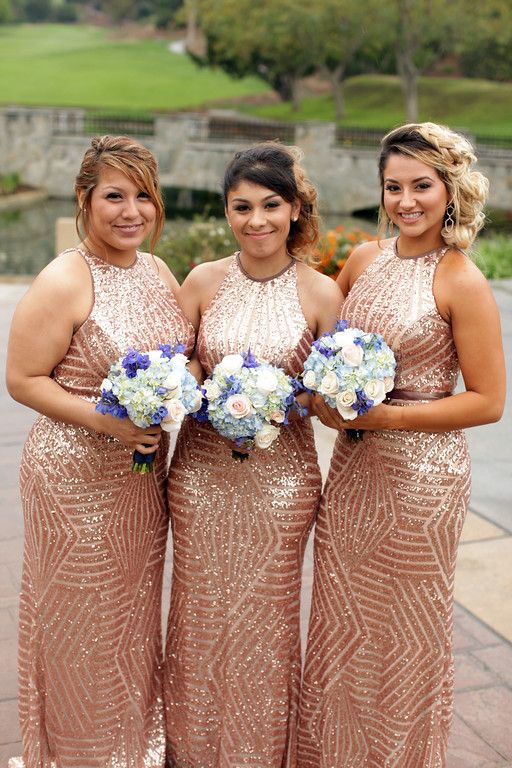 Sexy Sequins Mermaid Bridesmaid Dresses | Halter Sleeveless Wedding Party Dresses