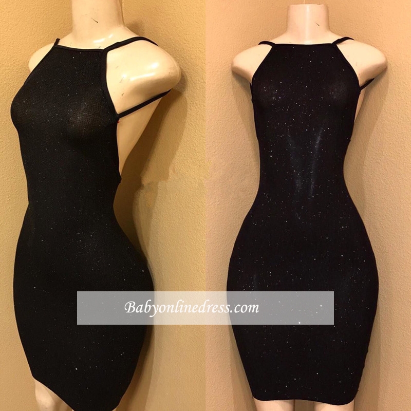 Short Black Sequins Mermaid Homecoming Dress