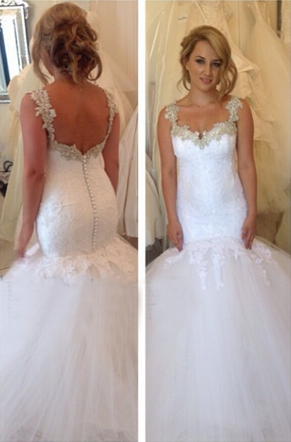 Lace Straps Sweetheart Mermaid Wedding Dresses | Vintage Backless Bridal Gowns